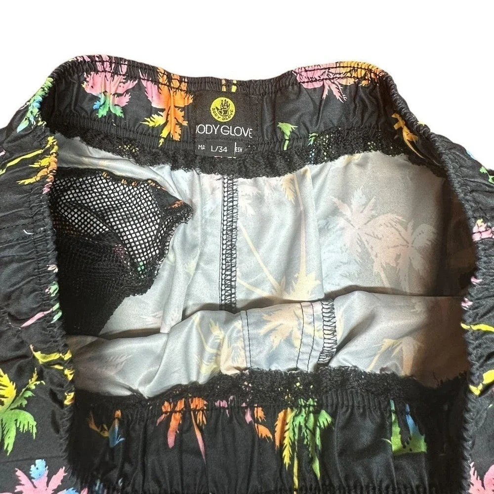 Body Glove Vapor All Over Palm Tree Drawstring Swim Trunks With Pockets SZ L/34